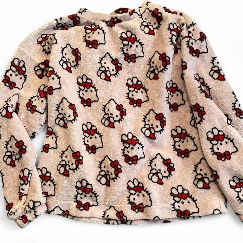 Hello Kitty Plush Fleece Pullover - Cream and Red